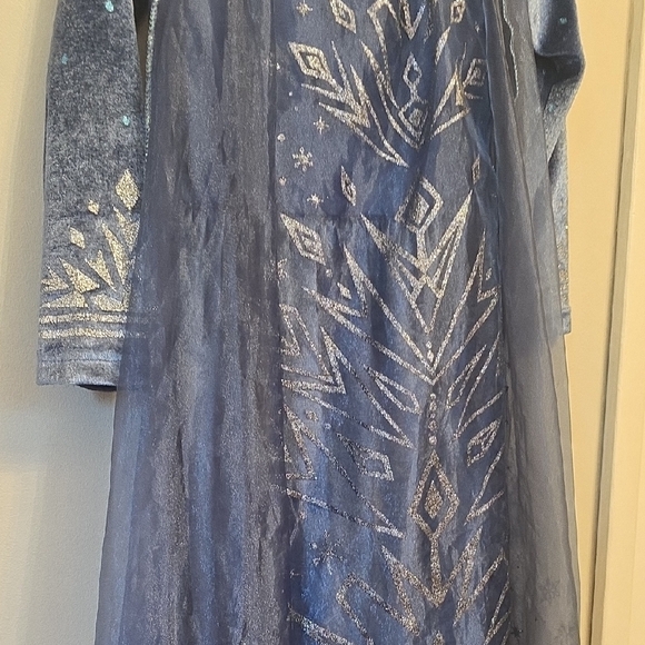 Blue and White Dress with Fur Collar - Picture 9 of 9